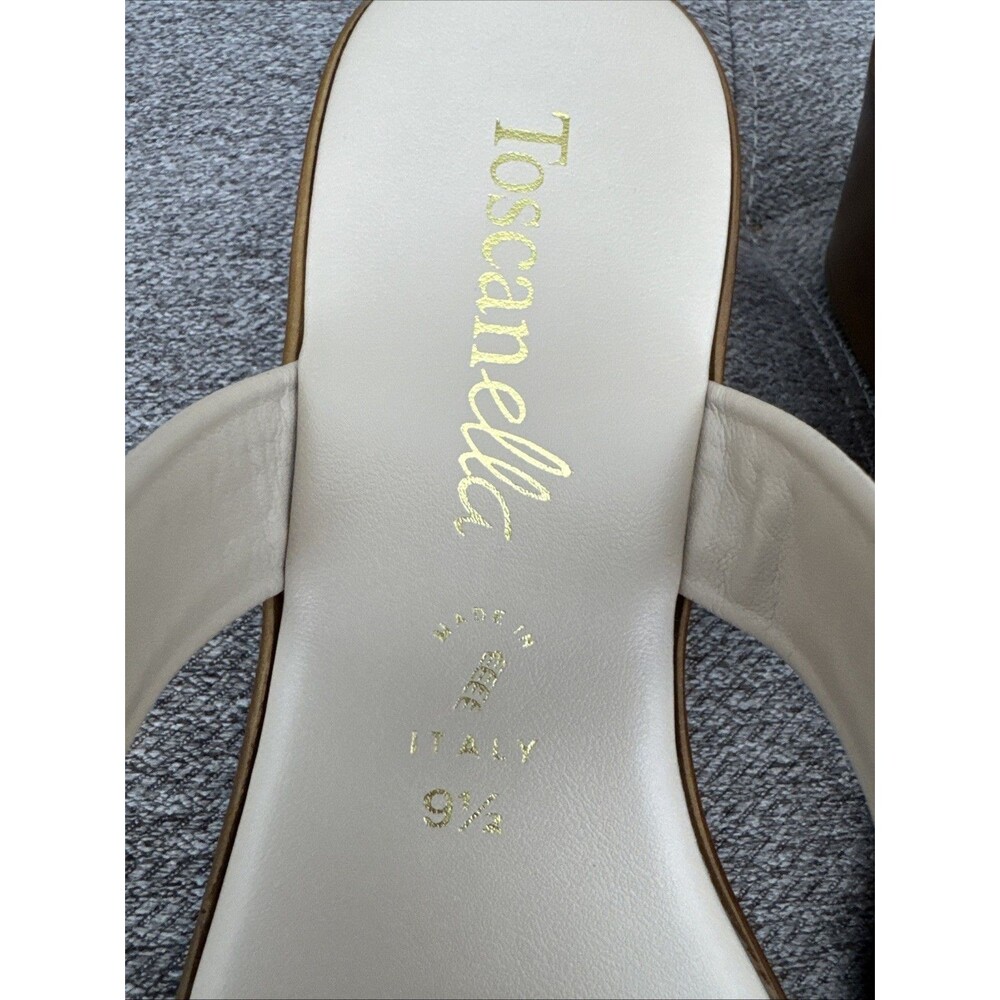 Toscanella Handmade Italy Ella Cream with Gold Black Accent Wedge Sandal SZ 9.5 - Picture 3 of 16